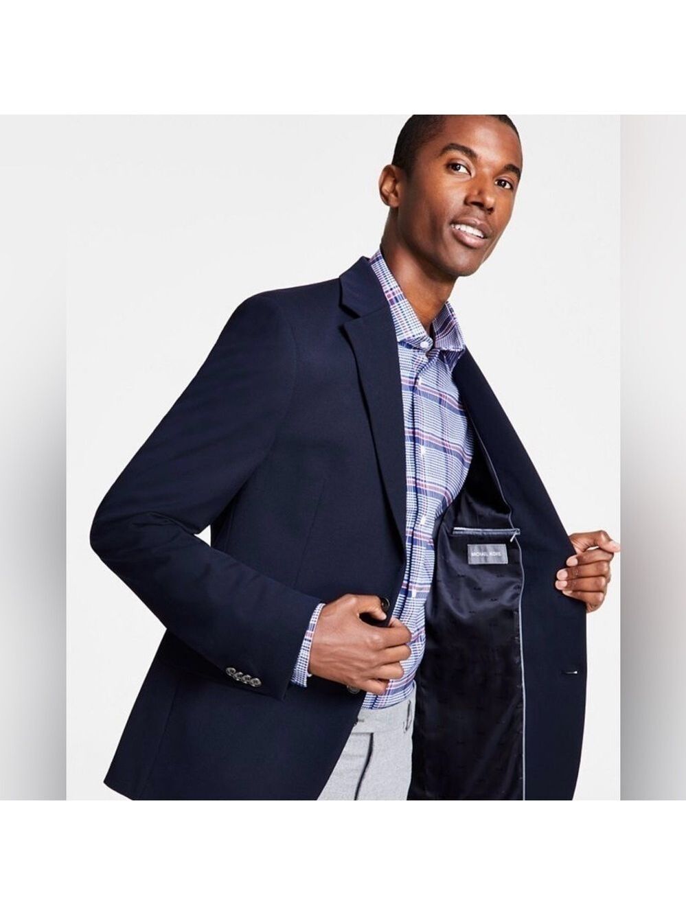 Michael Kors Men’s Modern Fit Navy Blue Suit Jacket Blazer Sport Coat 40 Short